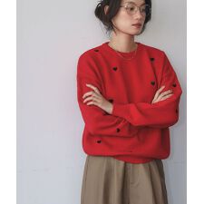 《新色追加》ハート刺繍 ニット プルオーバー