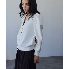 《新色追加》ショルダーギャザーVネックカーディガン