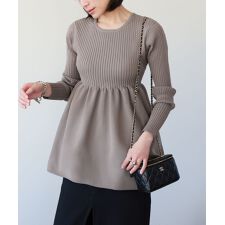 前後2WAYペプラムリブニットプルオーバー