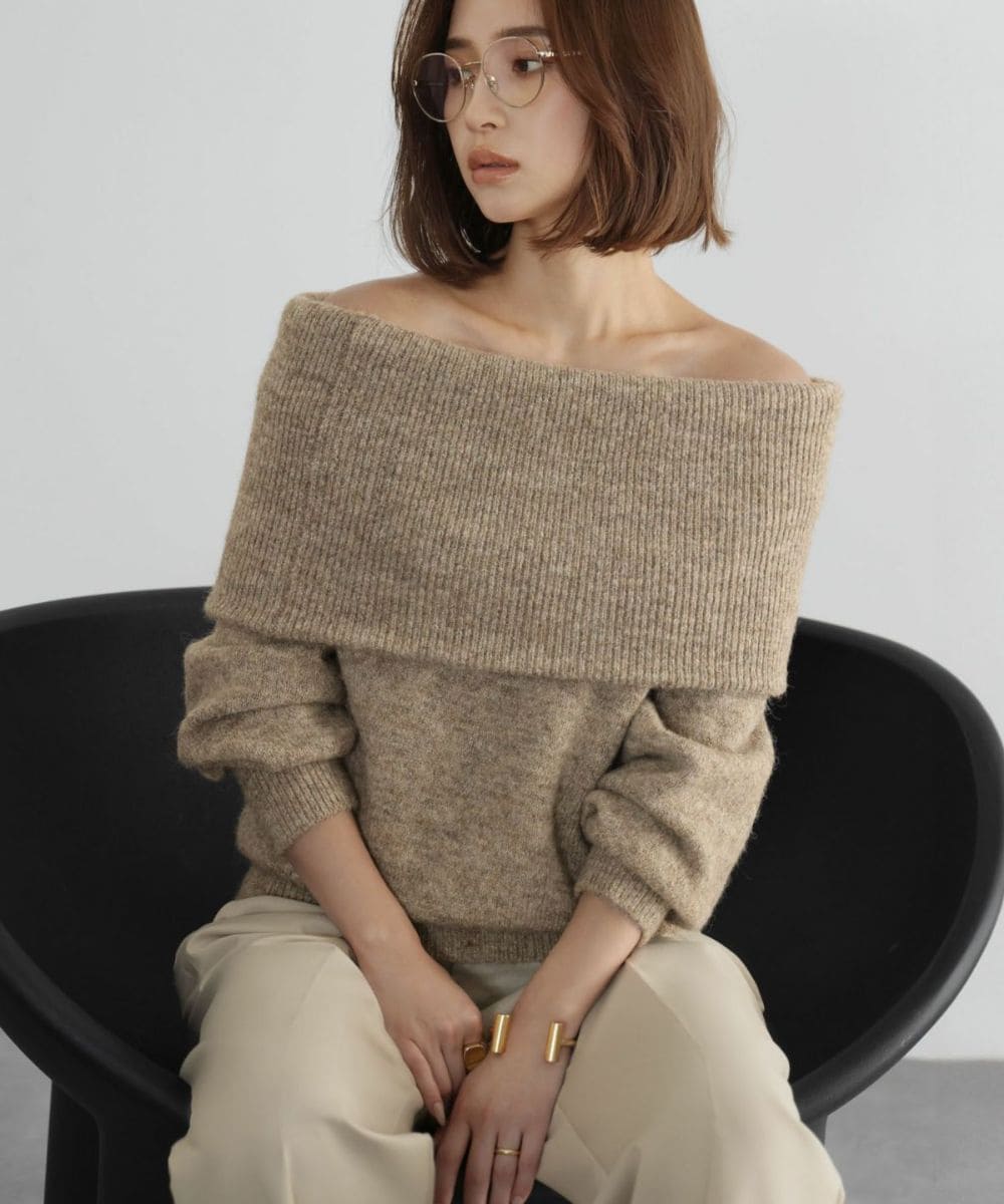 NOBLE×L'AUBE BLANC】FOX/カシミヤオフショルダーニット | ノーブル