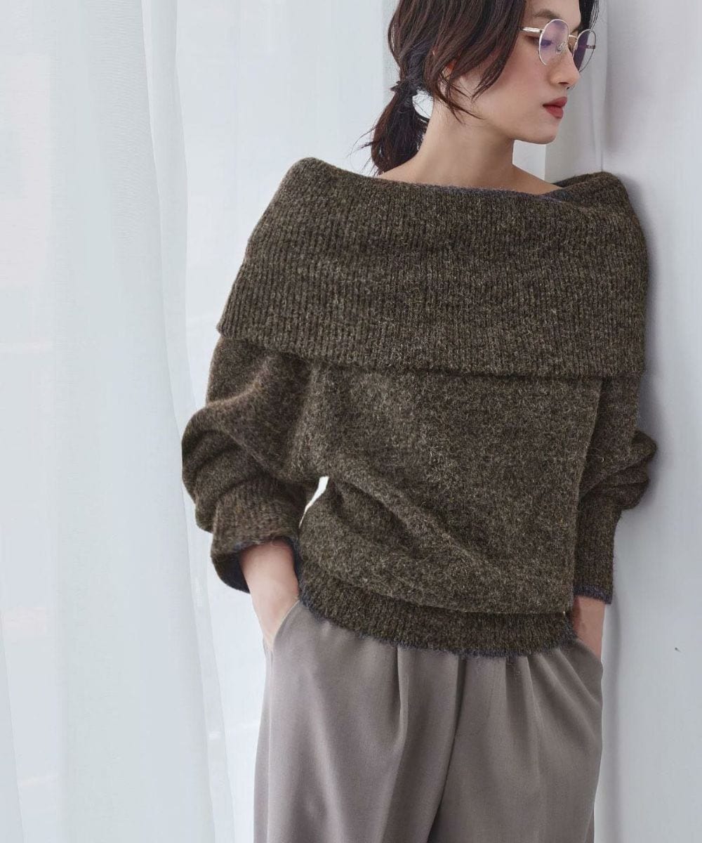 《新色追加》2WAY オフショルダー ニット プルオーバー オフショルニット