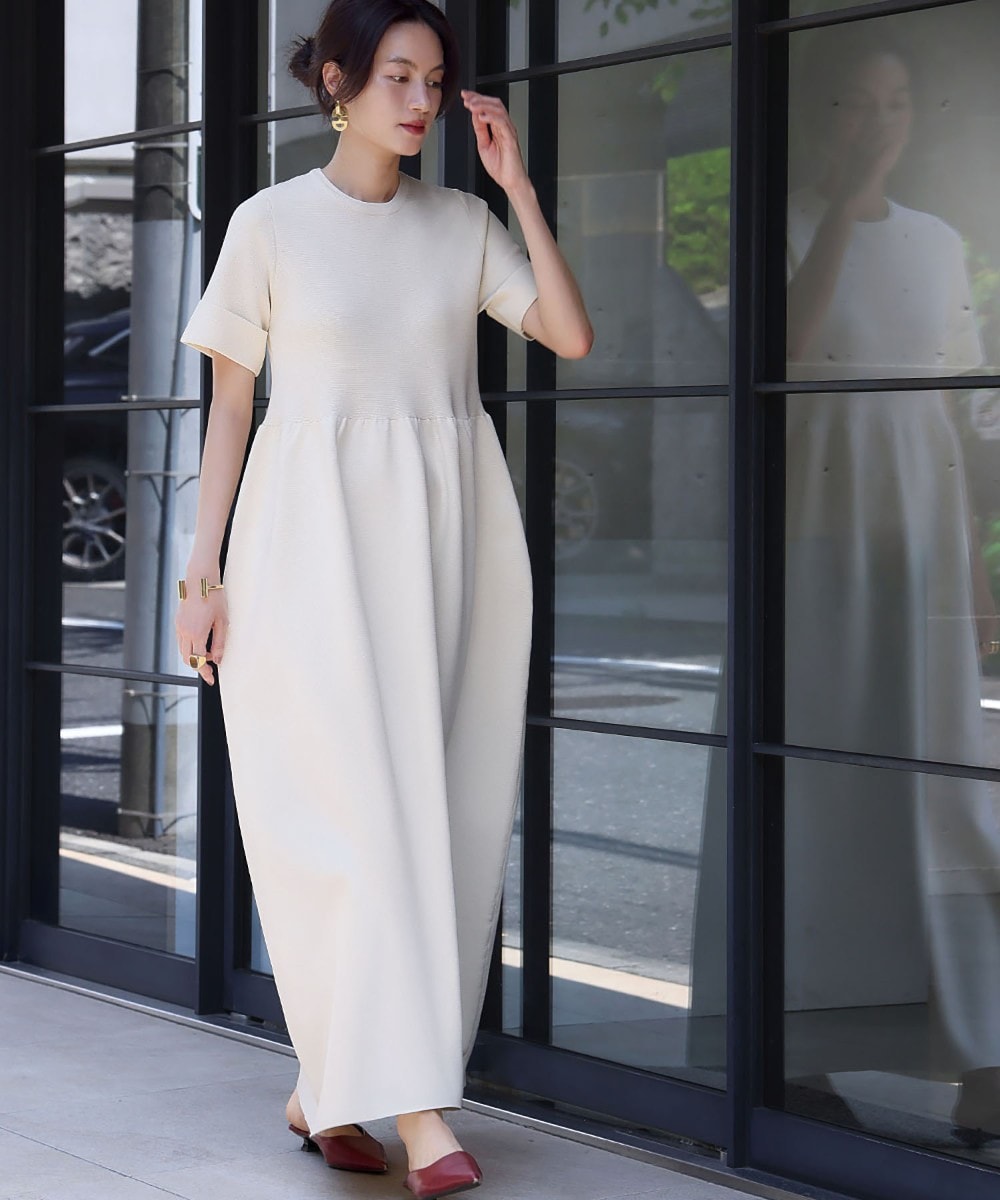 半袖コクーンニットワンピース ロングワンピース | エルフランク