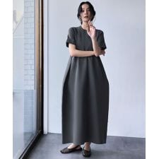 半袖コクーンニットワンピース ロングワンピース
