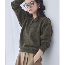 襟付き ミックスニット プルオーバー ポロシャツ ポロニット