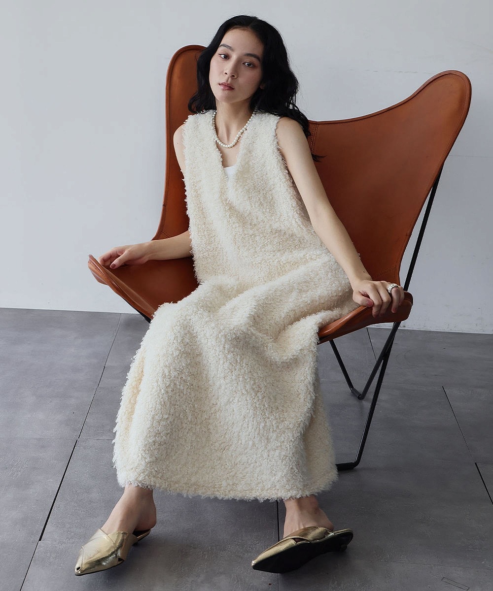 ELFRANK シープボアVネックジャンパースカート　ワンピース シープボア Vネック ジャンパースカート ワンピース | エルフランク