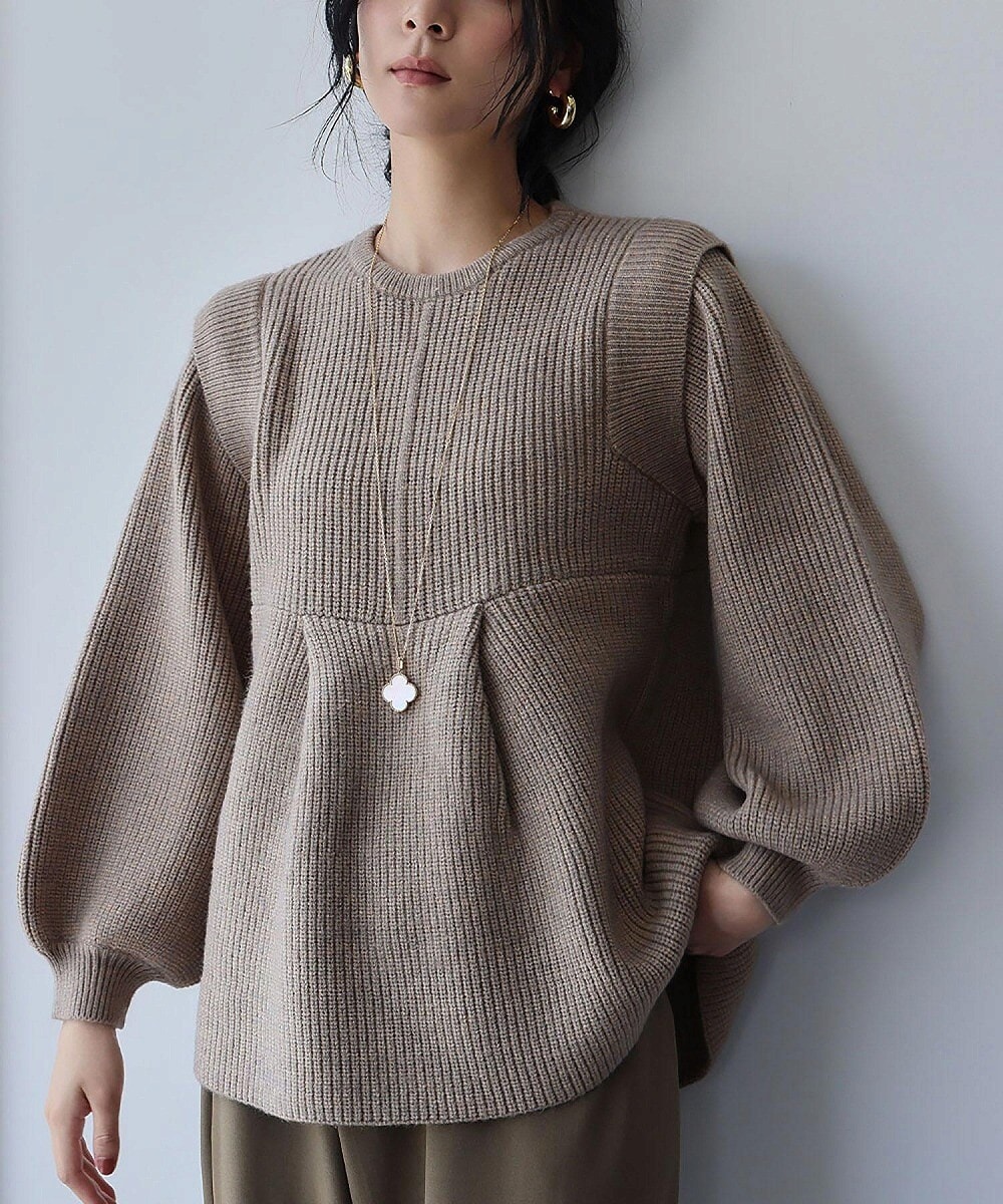 エルフランク（ELFRANK）/ボリュームスリーブ ペプラム ニット プルオーバー ボリュームスリーブ ペプラム ニット プルオーバー | エルフランク