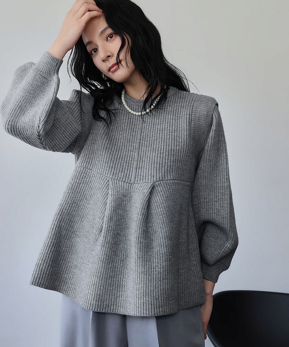 エルフランク（ELFRANK）/ボリュームスリーブ ペプラム ニット プルオーバー ボリュームスリーブ ペプラム ニット プルオーバー | エルフランク