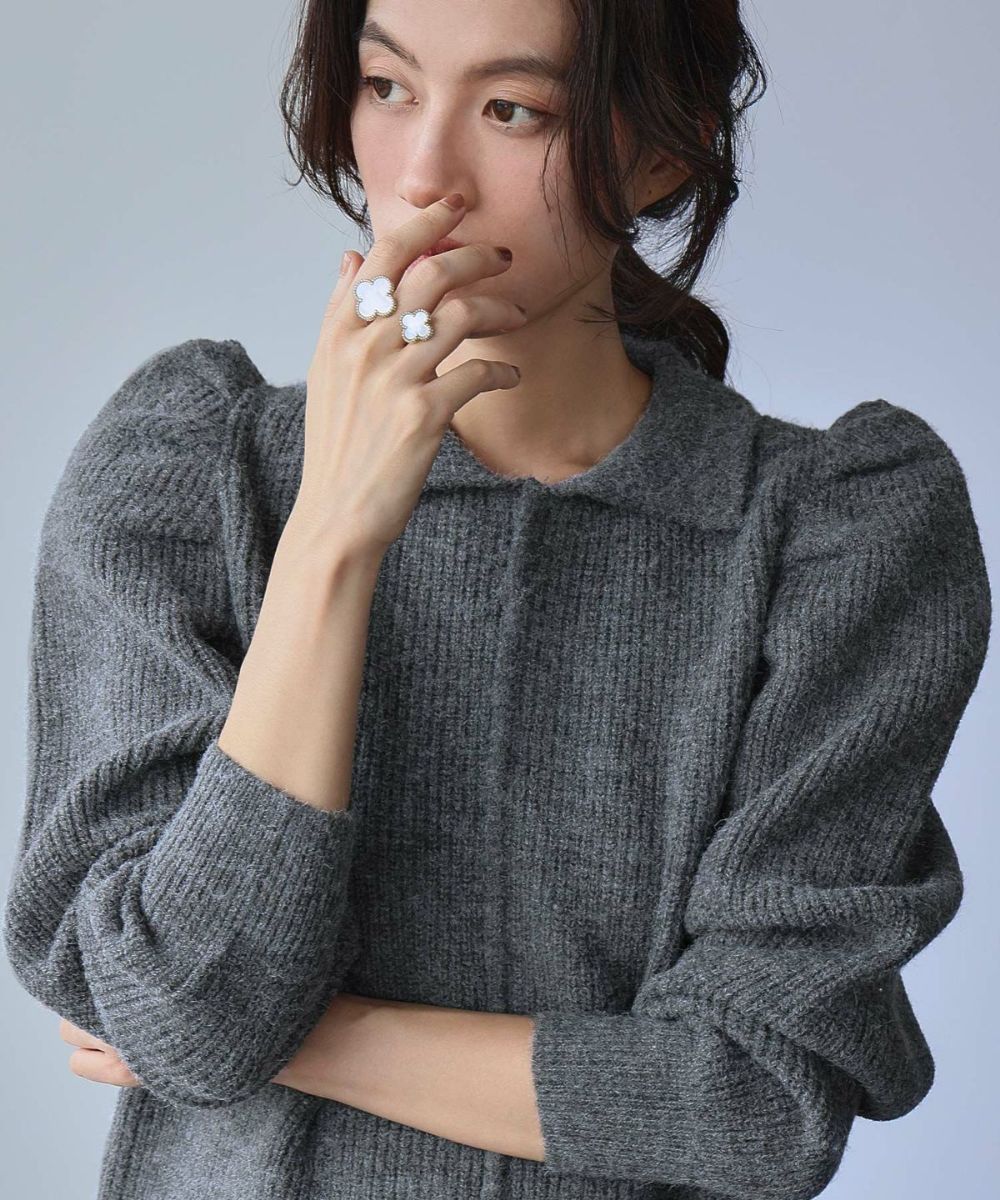 タックスリーブ 襟付き ニット プルオーバー