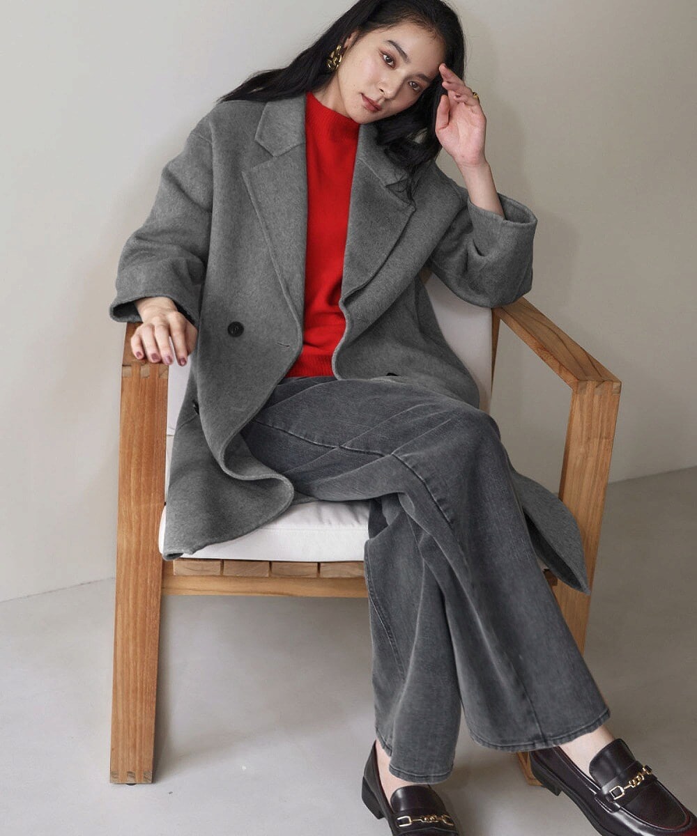 quaranciel: ウール ウエストシェイプ チェスター ロング コート