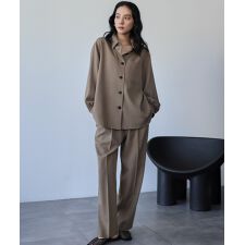 セットアップ オーバーサイズ シャツジャケット ワイドパンツ 2点セット 上下セット【洗える】