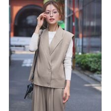 セットアップ テーラードベスト ジレ ワイドパンツ 2点セット 上下セット ビジネス オフィス