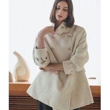 【ウール70％】スタンドカラーコート ウールコート 冬 ミドル丈 ハーフコート