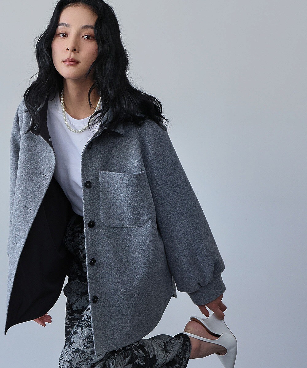 ウールライク オーバーサイズ シャツジャケット ウールコート | エル