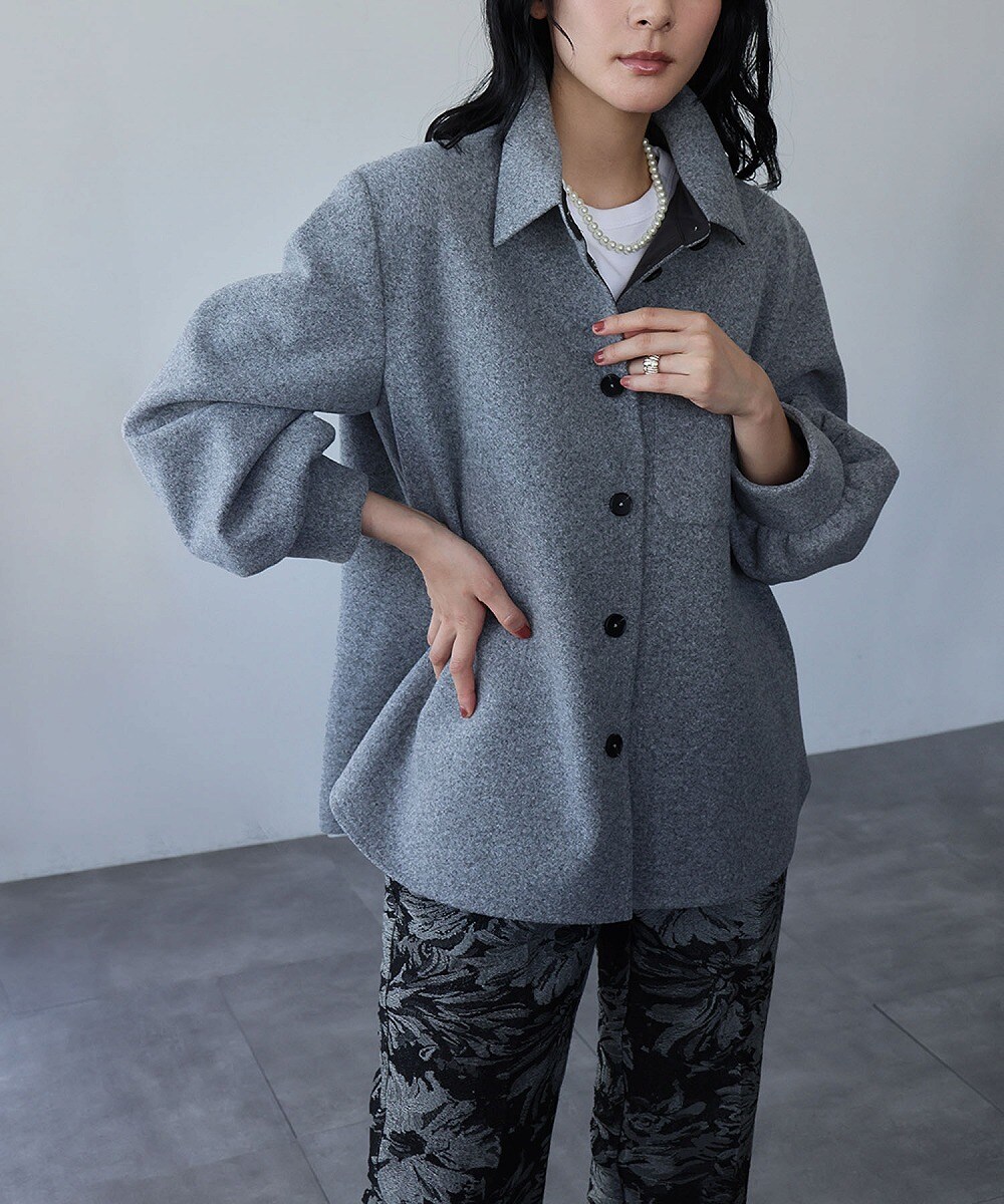 ウールライク オーバーサイズ シャツジャケット ウールコート | エル