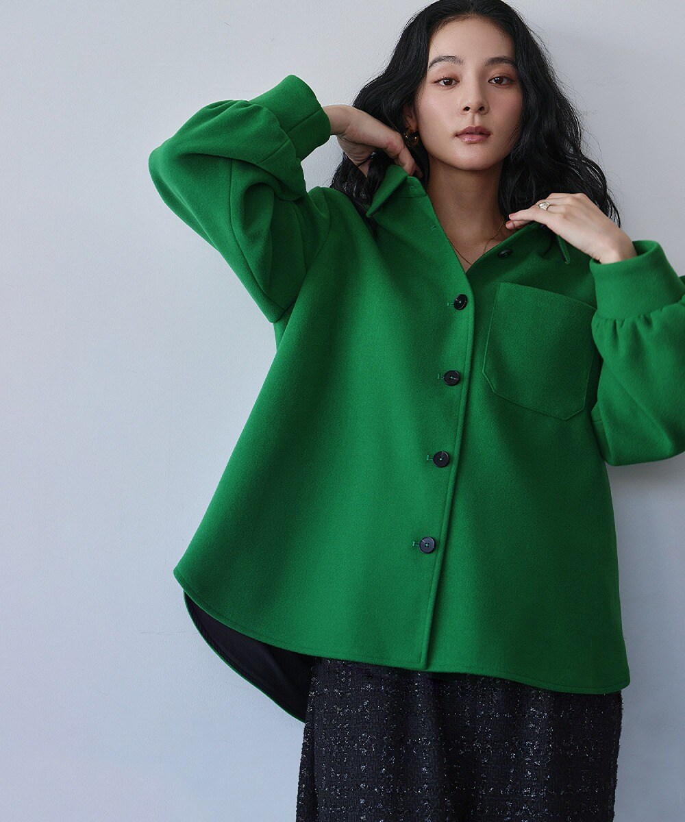 ウールライク オーバーサイズ シャツジャケット ウールコート | エル