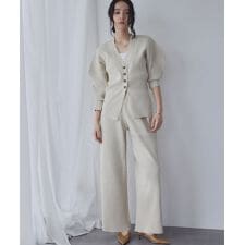 ニット セットアップ カーブスリーブ Vネック カーディガン ワイドパンツ 上下セット