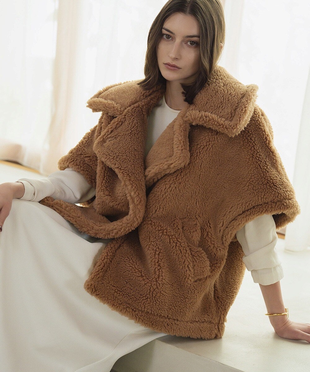 【未使用 タグ付き】23区　ボアジャージ ドロップショルダーコート テディベア 未使用 タグ付き】23区 ボアジャージ ドロップショルダーコート