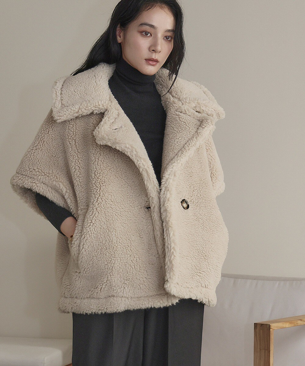 VERY 1月号掲載】ビッグカラーオーバーサイズミドル丈ボアコート