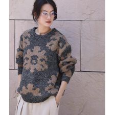 モチーフジャガード ロービングニットプルオーバー