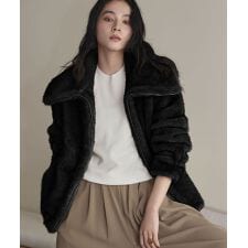 ファージャケット ファーコート ファーブルゾン 冬 ショート丈 エコファー フェイクファー