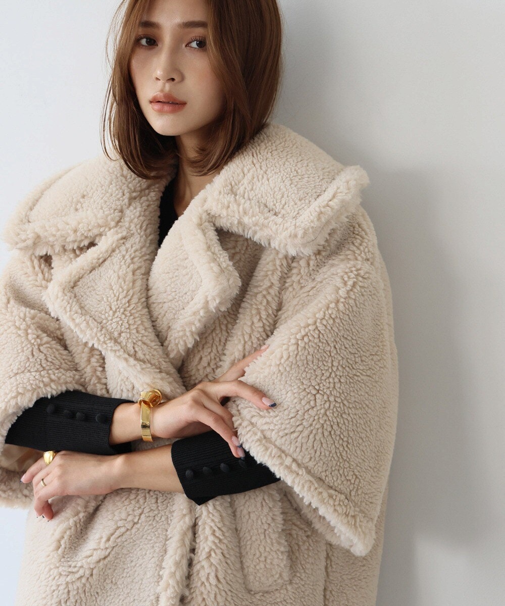 【NEW】エルフランク（ELFRANK）/【VERY 1月号掲載】ビッグカラーオーバーサイズミドル丈ボアコート VERY 1月号掲載】ビッグカラーオーバーサイズミドル丈ボアコート