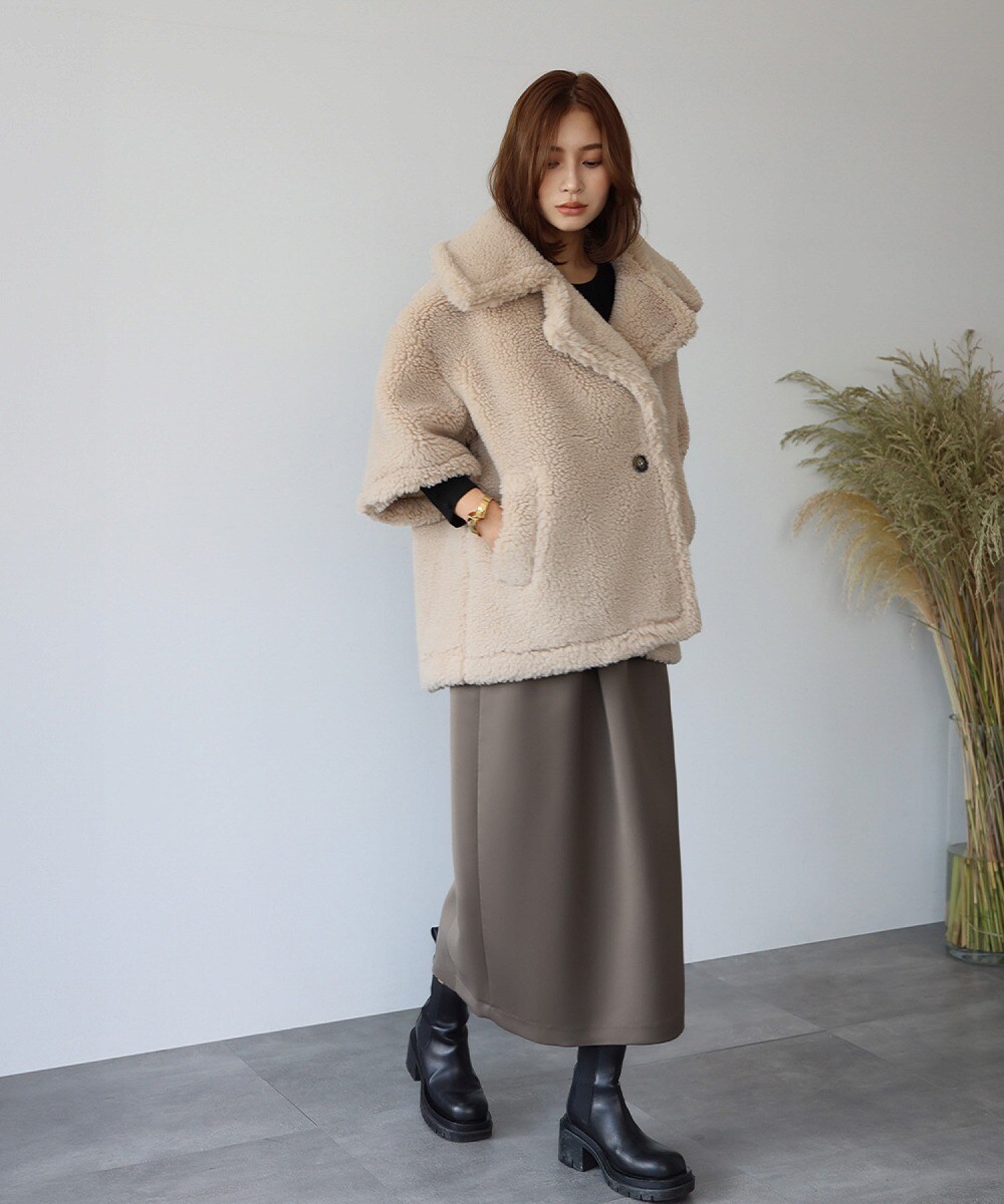 VERY 1月号掲載】ビッグカラーオーバーサイズミドル丈ボアコート