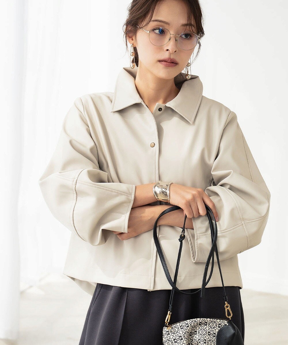 ランタンスリーブ フェイクレザー ジャケット | エルフランク(ELFRANK