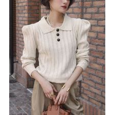 テレコリブ パワーショルダー ポロニット 襟付き