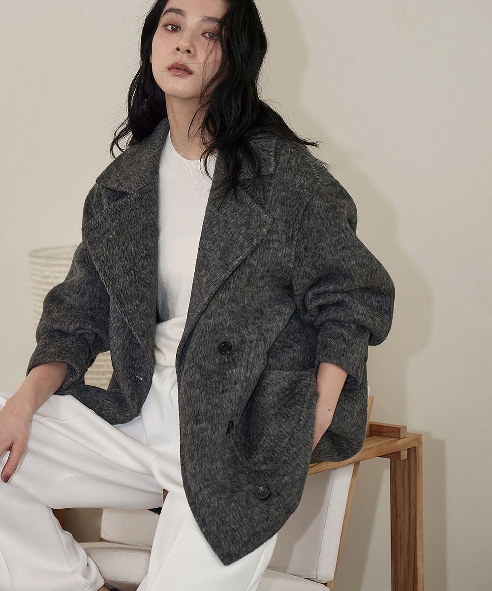 【NEW】エルフランク（ELFRANK）/【ウール70％】ビッグカラー ミドル丈 コクーン コート ウールコート ウール70％】ビッグカラー ミドル丈 コクーン コート ウールコート