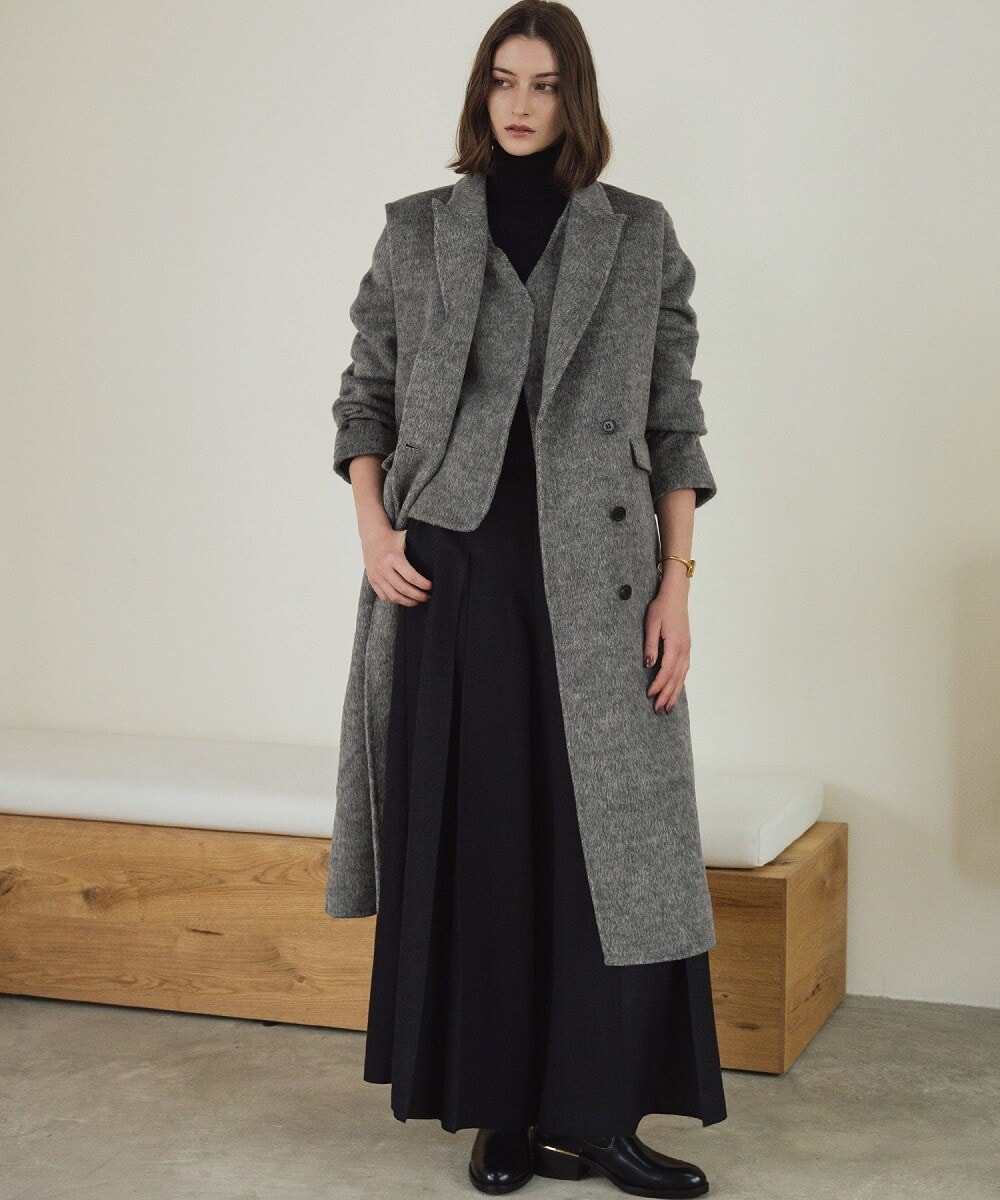 追加予約》SHIPS any: シャギー ノーカラー コクーン コート