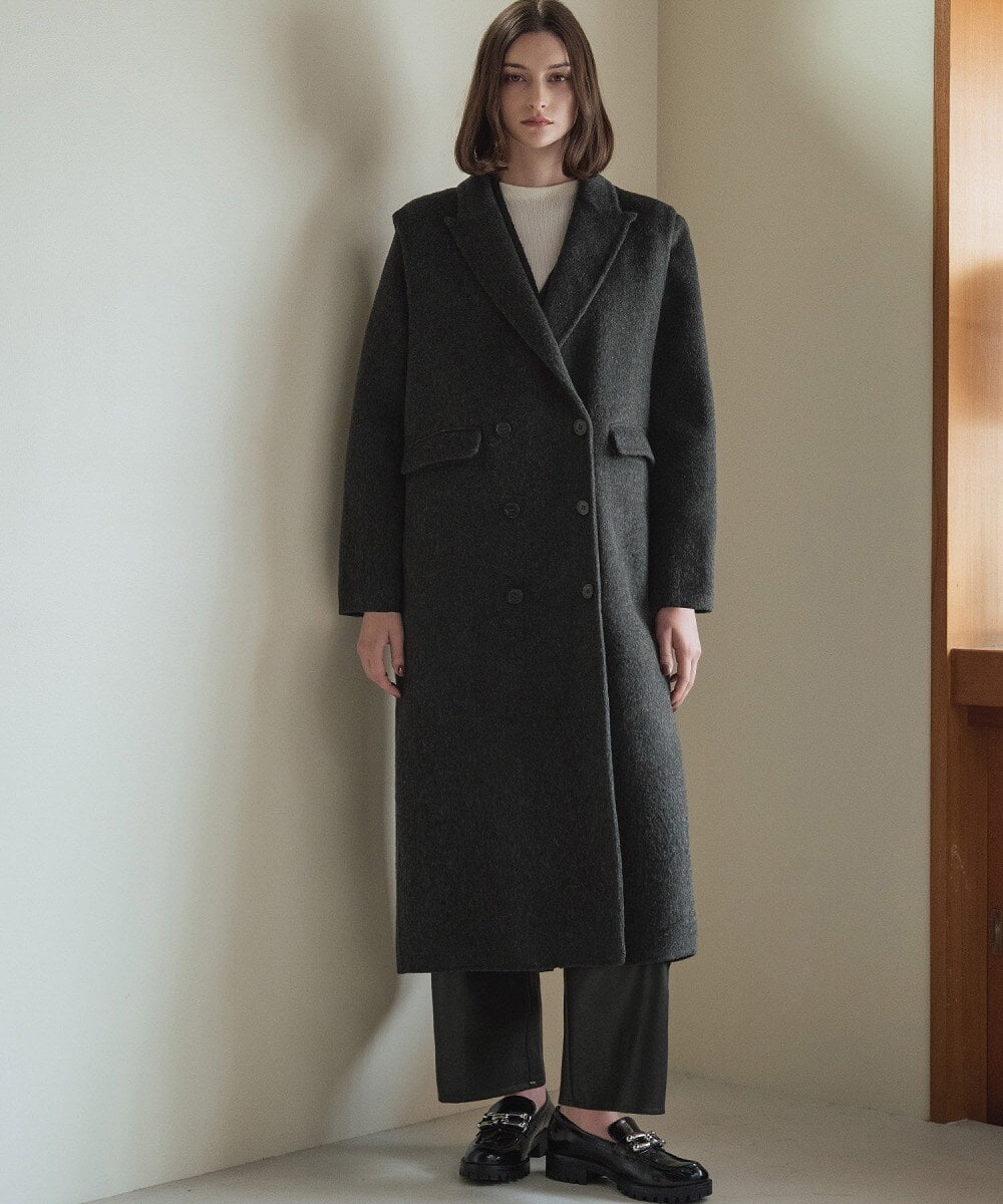 一部追加予約》SHIPS any: シャギー ノーカラー コクーン コート