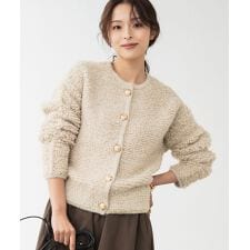 ループ編みニットブルゾン/カーディガン