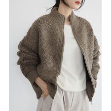 ループ編みニットジップブルゾン