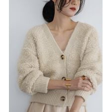 ループ編みニットVネックカーディガン