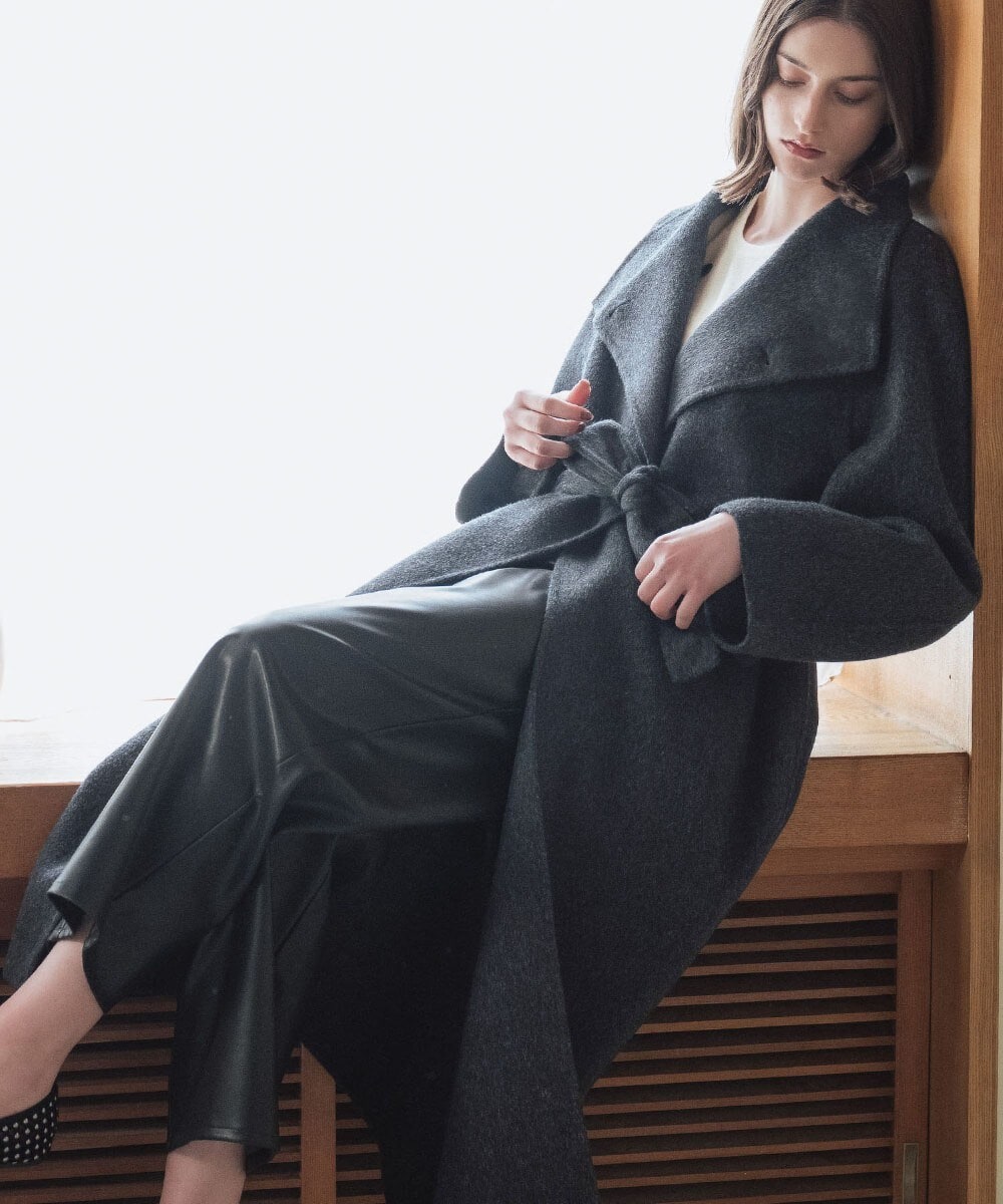 RIMARK ウール ロングコート ガウンコート ウール100％】ビッグカラー ロング丈 ガウンコート | エルフランク