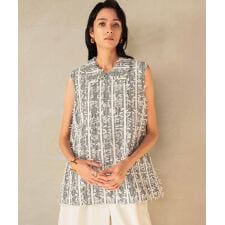 【2026SS】襟付き ツイード ノースリーブブラウス オフィス リボン