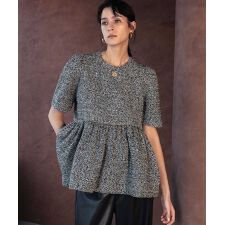 【2026SS】ツイード ペプラム チュニックブラウス オフィス