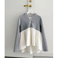 【2026SS】フード付き ペプラム ジップアップパーカー オーバーサイズ【洗える】