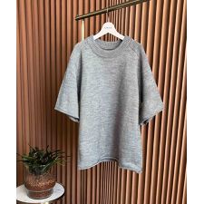 【2026SS】クルーネック ハーフスリーブ ウールニットトップス