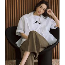 【2026SS】洗える シアー ハーフスリーブ テーラードジャケット ダンボール