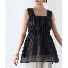 ノースリーブドットバルーンブラウス