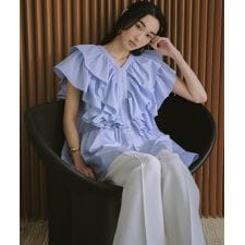 【2026SS】ボリュームラッフル Vネック チュニック ブラウス フリル