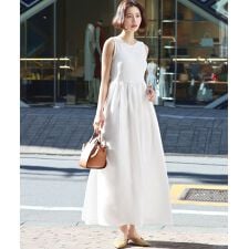 異素材ドッキングフレアロングワンピース