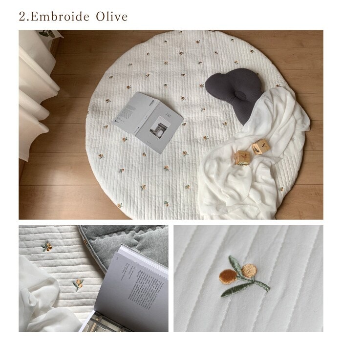 [}C]mela-B | Round mat [Eh}bg] Premium/r[imela-Bj Embroide Olive