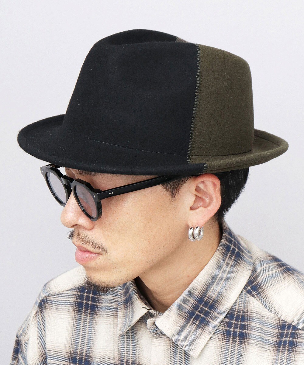 ウールフェルト パッチワーク 中折れハット