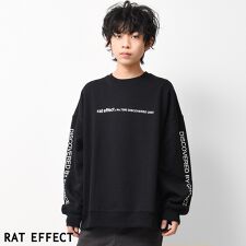 裏起毛袖ロゴプリントトレーナー