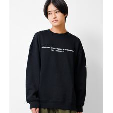 裏起毛袖ネームロゴプリントトレーナー