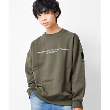 裏起毛袖ネームロゴプリントトレーナー