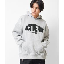 裏起毛ロゴアップリケ刺繍フーディー