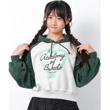 クロップドラグラン裏起毛フーディー